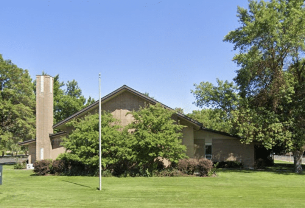 Church with lawn